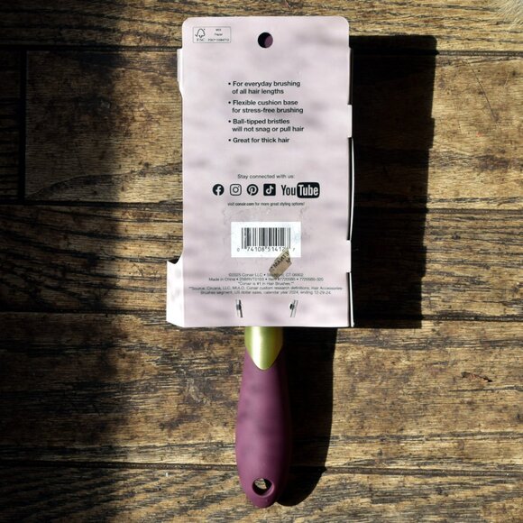 Conair Double Ceramic Curling Iron Wand + Velvet Touch Paddle Brush Set New - Picture 8 of 9